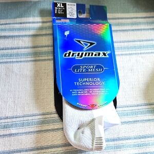 Drymax Sport Lite-Mesh Anti Blister Odor Control White Socks Sz. XL